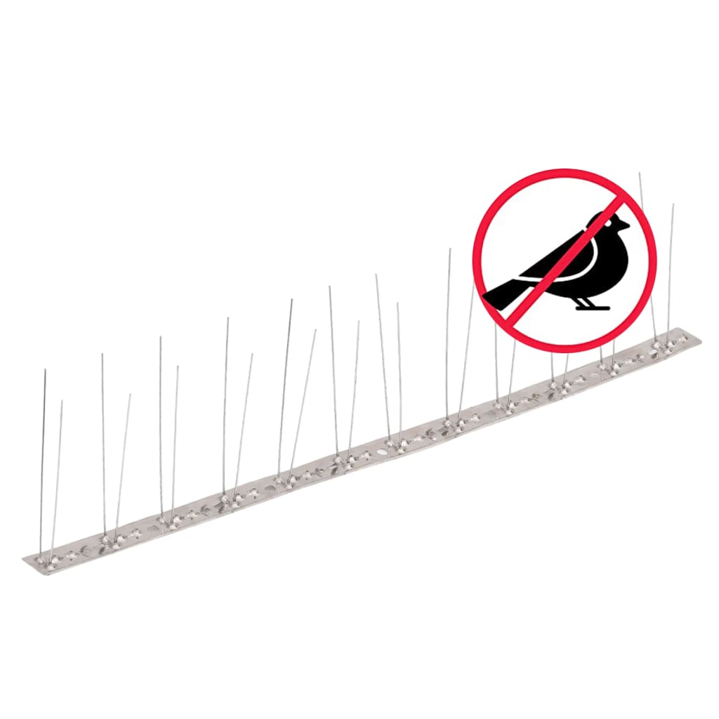 vidaXL 20-tlg. Taubenabwehr Spikes-Set Edelstahl 10 m 2-reihig