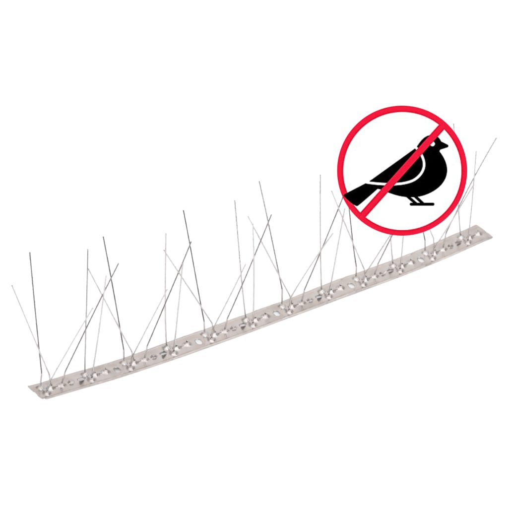 vidaXL 10-tlg. Taubenabwehr Spikes-Set Edelstahl 5 m 5-reihig