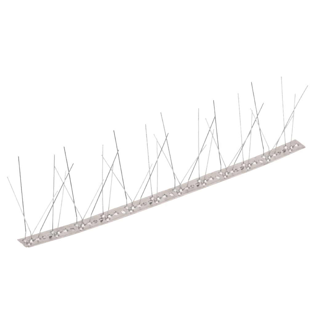 vidaXL 20-tlg. Taubenabwehr Spikes-Set Edelstahl 10 m 5-reihig