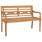 vidaXL Batavia-Gartenbank mit Grauem Kissen Teak Massivholz