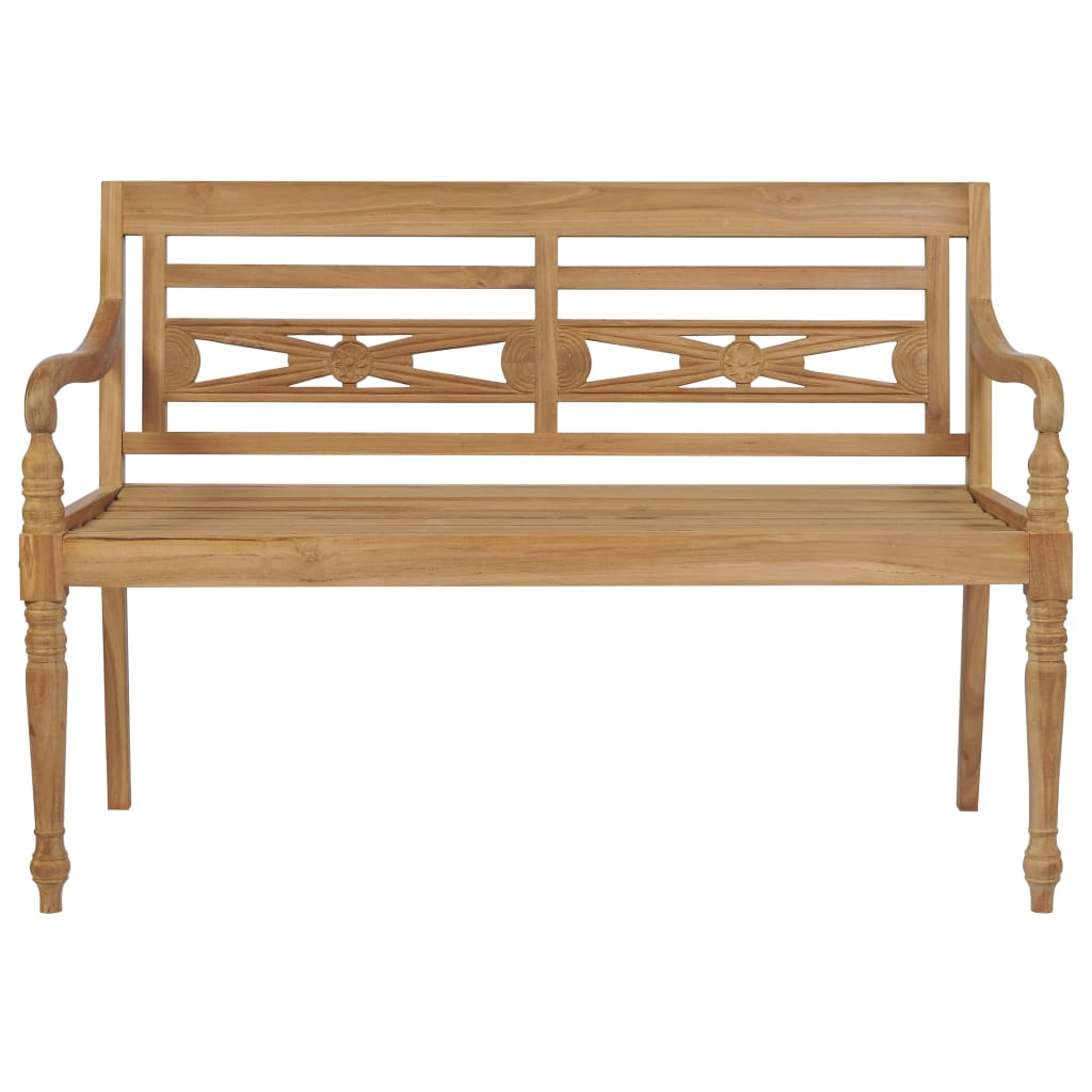 vidaXL Batavia-Gartenbank mit Cremeweißem Kissen Teak Massivholz
