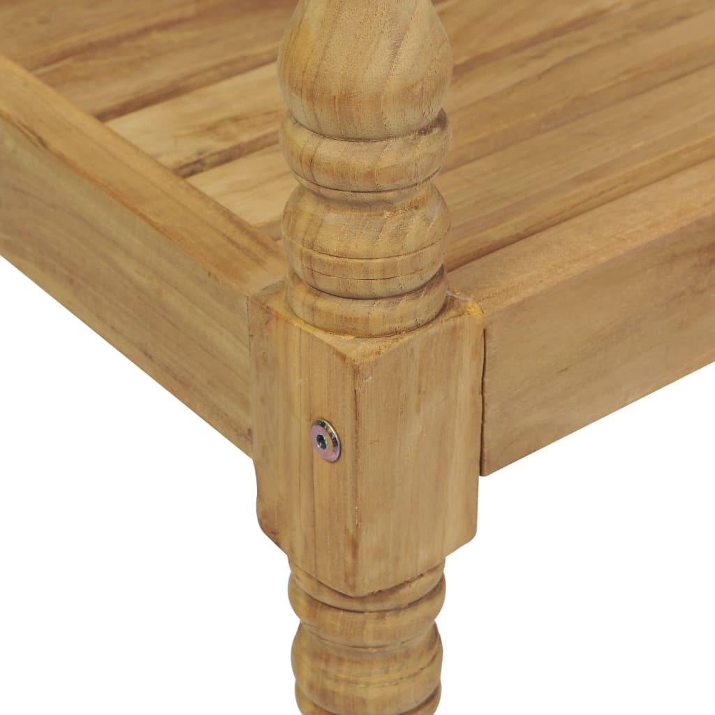 vidaXL Batavia-Gartenbank mit Cremeweißem Kissen Teak Massivholz