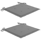 vidaXL Gartenstühle 2 Stk. mit Grauen Kissen Teak Massivholz