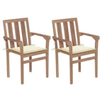 vidaXL Gartenstühle 2 Stk. mit Cremeweißen Kissen Teak Massivholz