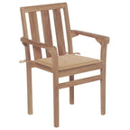 vidaXL Gartenstühle 2 Stk. mit Beige Kissen Teak Massivholz