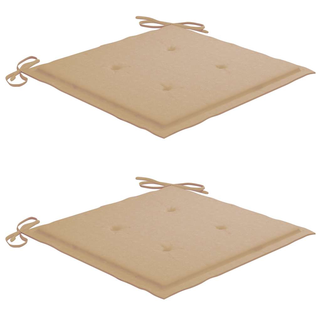 vidaXL Gartenstühle 2 Stk. mit Beige Kissen Teak Massivholz