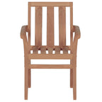 vidaXL Gartenstühle 2 Stk. Graue Karomuster-Kissen Massivholz Teak