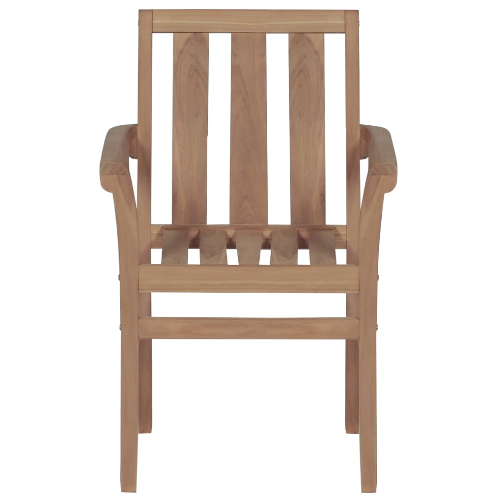 vidaXL Gartenstühle 2 Stk. Graue Karomuster-Kissen Massivholz Teak