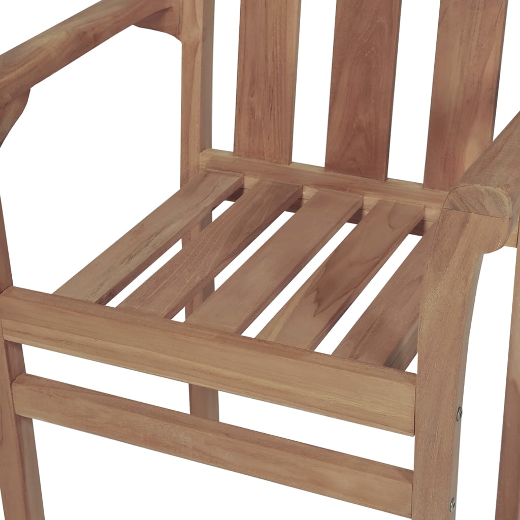 vidaXL Gartenstühle 2 Stk. Graue Karomuster-Kissen Massivholz Teak