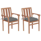 vidaXL Gartenstühle 2 Stk. mit Grauen Kissen Massivholz Teak