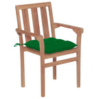 vidaXL Gartenstühle 2 Stk. mit Grünen Kissen Massivholz Teak