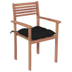 vidaXL Gartenstühle 2 Stk. mit Schwarzen Kissen Massivholz Teak