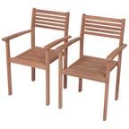 vidaXL Gartenstühle 2 Stk. mit Schwarzen Kissen Massivholz Teak