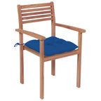 vidaXL Gartenstühle 2 Stk. mit Blauen Kissen Massivholz Teak
