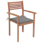 vidaXL Gartenstühle 4 Stk. mit Grauen Kissen Massivholz Teak