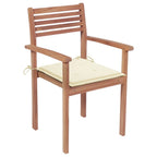 vidaXL Gartenstühle 4 Stk. mit Cremeweißen Kissen Massivholz Teak