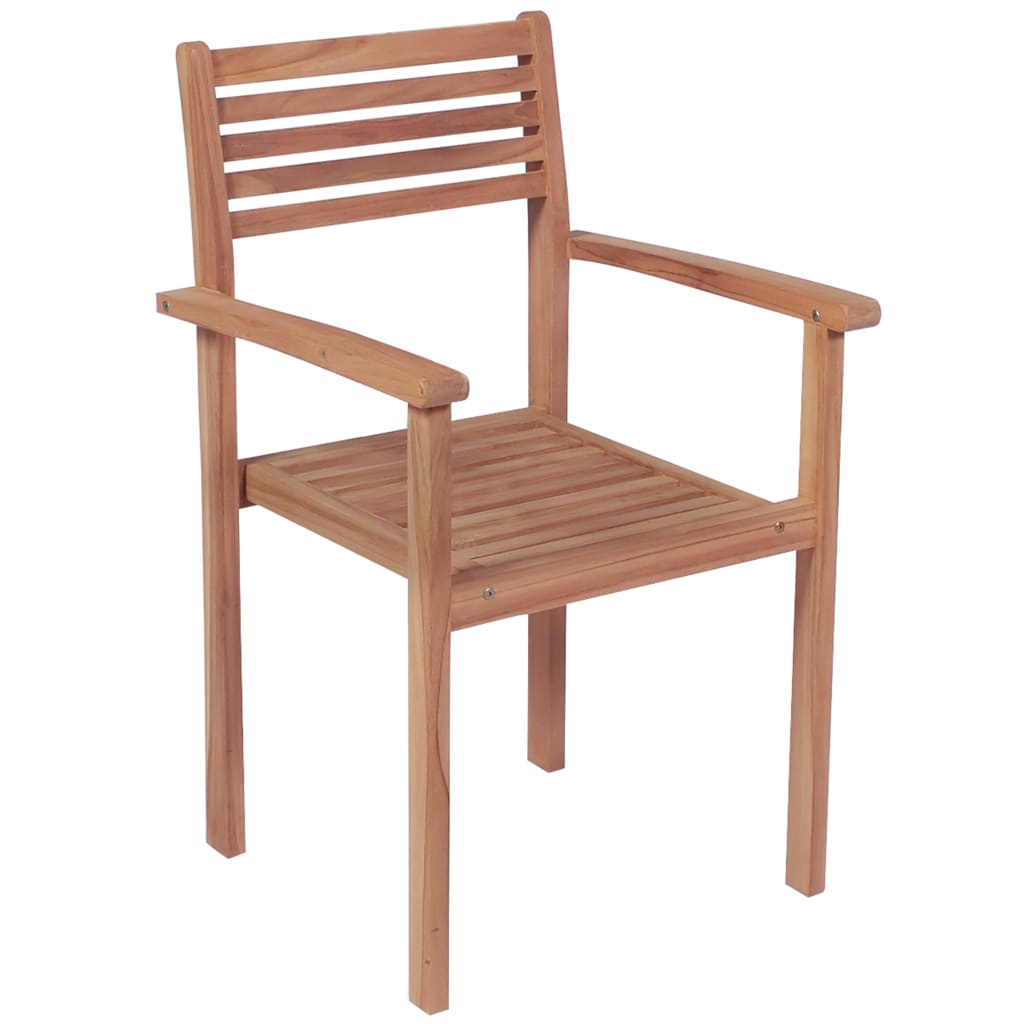 vidaXL Gartenstühle 4 Stk. mit Cremeweißen Kissen Massivholz Teak