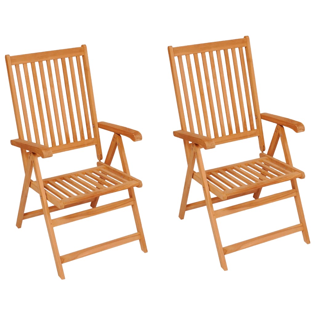 vidaXL Gartenstühle 2 Stk. mit Beigen Kissen Massivholz Teak
