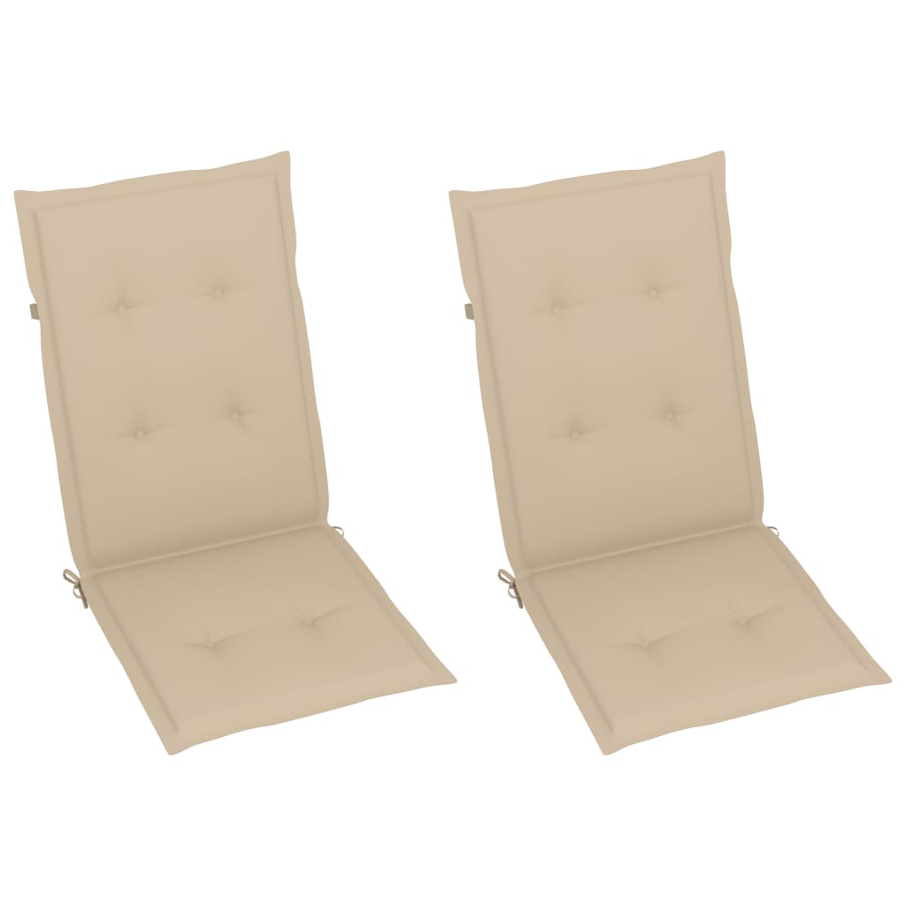 vidaXL Gartenstühle 2 Stk. mit Beigen Kissen Massivholz Teak