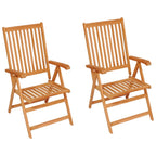 vidaXL Gartenstühle 2 Stk. mit Weinroten Kissen Massivholz Teak