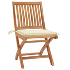 vidaXL Gartenstühle 2 Stk. mit Cremen Kissen Teak Massivholz
