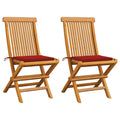 vidaXL Gartenstühle mit Roten Kissen 2 Stk. Massivholz Teak
