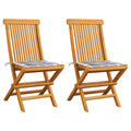 vidaXL Gartenstühle Graue Karomuster-Kissen 2 Stk. Massivholz Teak