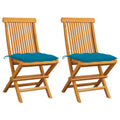 vidaXL Gartenstühle mit Hellblauen Kissen 2 Stk. Massivholz Teak