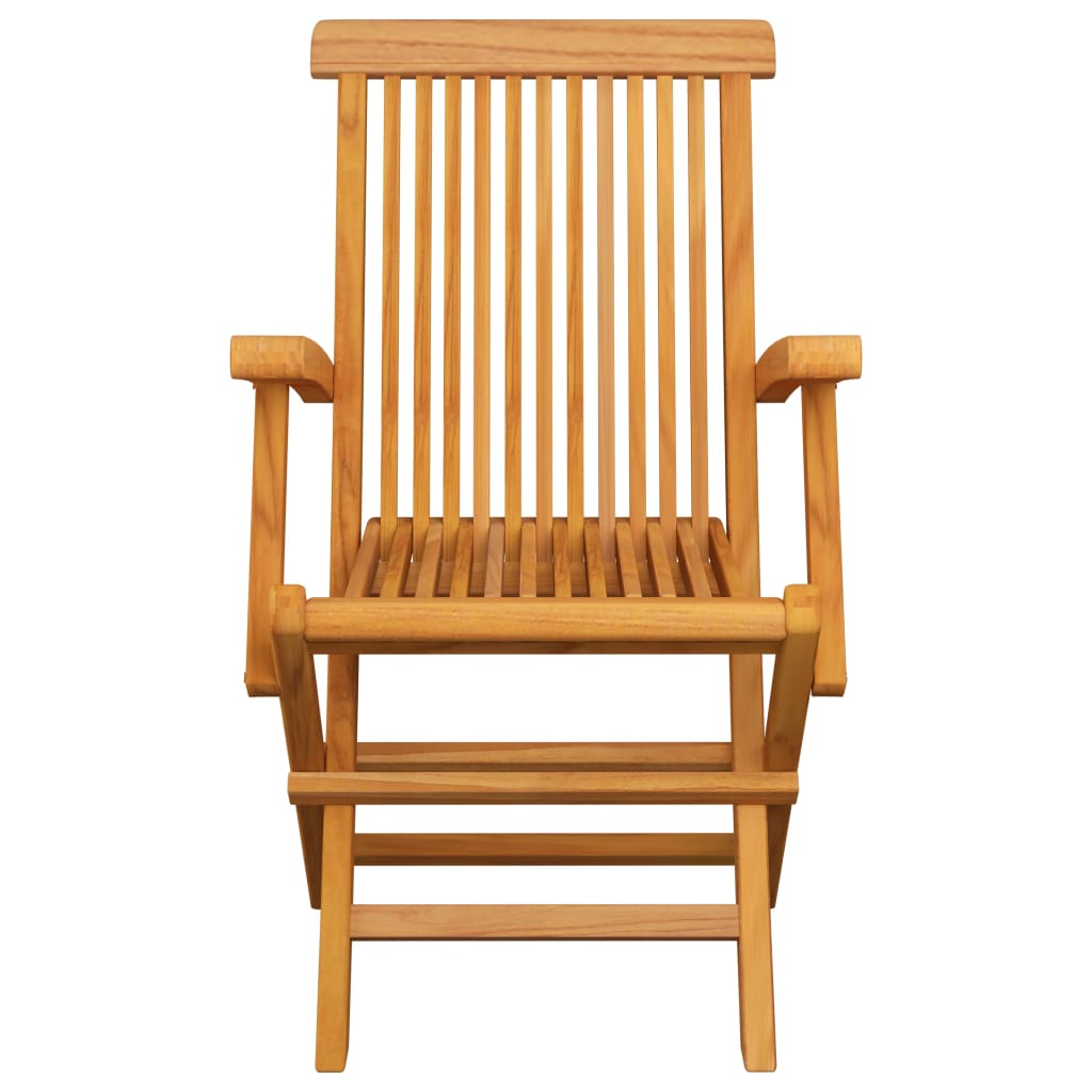 vidaXL Gartenstühle mit Grünen Kissen 3 Stk. Massivholz Teak