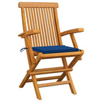 vidaXL Gartenstühle mit Königsblauen Kissen 3 Stk. Massivholz Teak