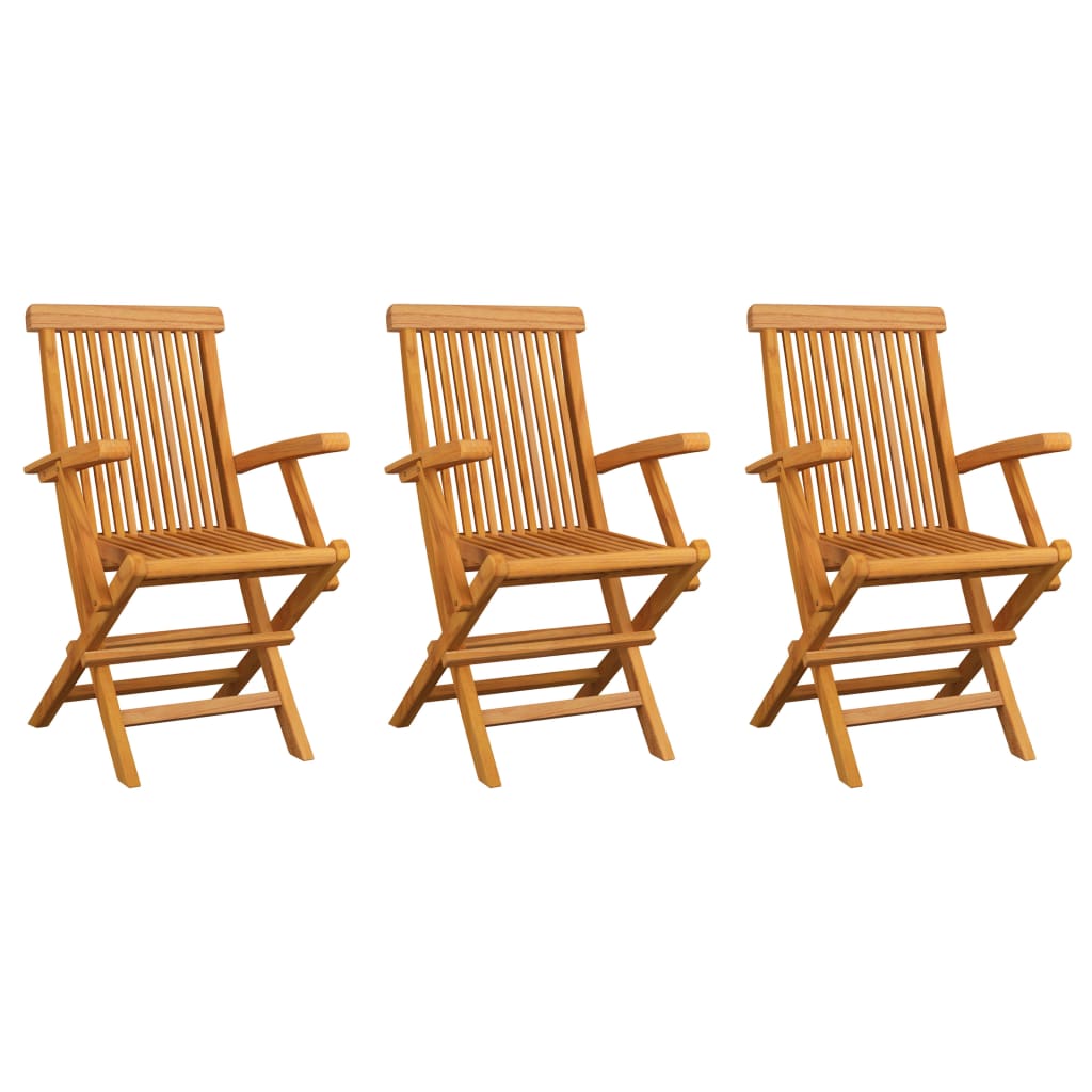 vidaXL Gartenstühle mit Hellblauen Kissen 3 Stk. Massivholz Teak