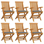 vidaXL Gartenstühle mit Grauen Kissen 6 Stk. Massivholz Teak