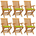 vidaXL Gartenstühle mit Hellgrünen Kissen 6 Stk. Massivholz Teak