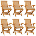 vidaXL Gartenstühle mit Beigen Kissen 6 Stk. Massivholz Teak