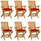 vidaXL Gartenstühle mit Roten Kissen 6 Stk. Massivholz Teak