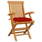vidaXL Gartenstühle mit Roten Kissen 6 Stk. Massivholz Teak