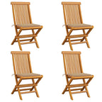 vidaXL Gartenstühle mit Beige Kissen 4 Stk. Teak Massivholz