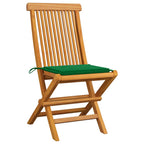 vidaXL Gartenstühle mit Grünen Kissen 4 Stk. Teak Massivholz