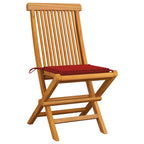 vidaXL Gartenstühle mit Roten Kissen 4 Stk. Teak Massivholz