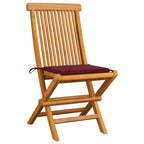 vidaXL Gartenstühle mit Weinroten Kissen 4 Stk. Massivholz Teak