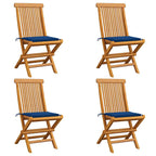 vidaXL Gartenstühle mit Königsblauen Kissen 4 Stk. Massivholz Teak