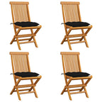 vidaXL Gartenstühle mit Schwarzen Kissen 4 Stk. Massivholz Teak