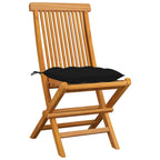 vidaXL Gartenstühle mit Schwarzen Kissen 4 Stk. Massivholz Teak
