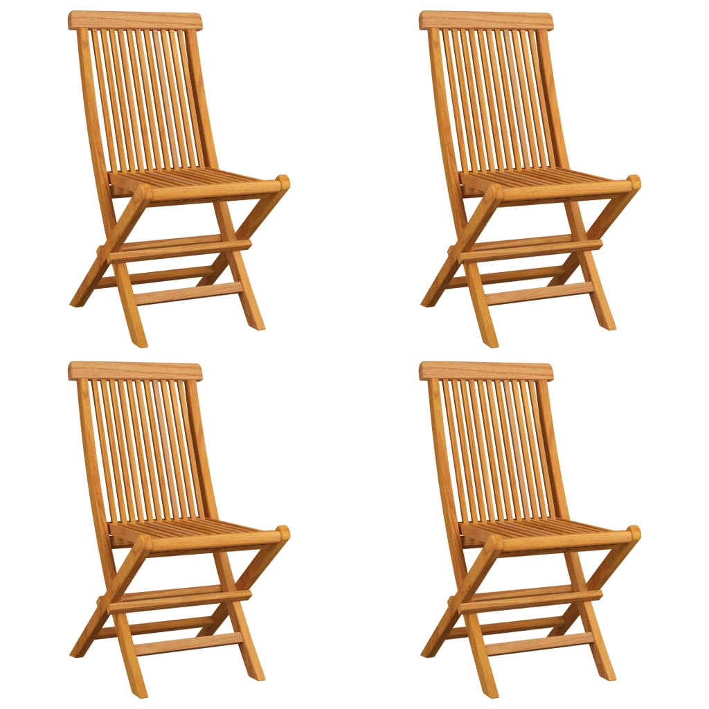 vidaXL Gartenstühle mit Schwarzen Kissen 4 Stk. Massivholz Teak