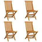 vidaXL Gartenstühle mit Schwarzen Kissen 4 Stk. Massivholz Teak