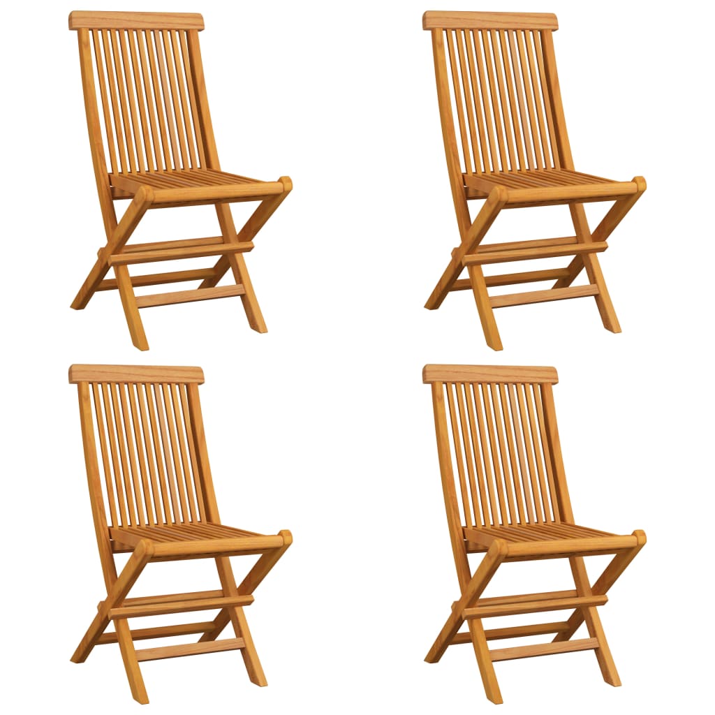 vidaXL Gartenstühle mit Blauen Kissen 4 Stk. Massivholz Teak