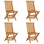 vidaXL Gartenstühle mit Blauen Kissen 4 Stk. Massivholz Teak
