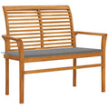 vidaXL Gartenbank mit Grauer Auflage 112 cm Massivholz Teak