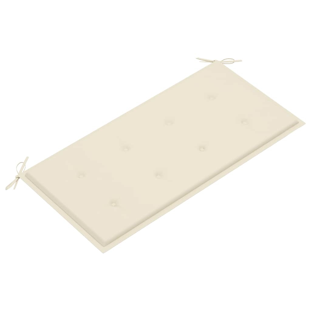 vidaXL Gartenbank mit Cremeweißer Auflage 112 cm Massivholz Teak