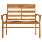 vidaXL Gartenbank mit Grüner Auflage 112 cm Massivholz Teak
